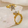 Wholesale Women's Stainless Steel Electroplated Flower Zircon Diamond Earrings Fashionable Jewelry Accessories