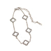 Wholesale Women's Stainless Steel Electroplated Fourleaf Clover And Flower Bracelet With Diamond Encrusted
