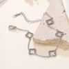 Wholesale Women's Stainless Steel Electroplated Fourleaf Clover And Flower Bracelet With Diamond Encrusted