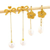Wholesale Women's Stainless Steel Electroplated Geometric And Flower Bowknot Tassel Pendant Earrings