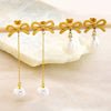 Wholesale Women's Stainless Steel Electroplated Geometric And Flower Bowknot Tassel Pendant Earrings