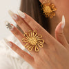 Wholesale Women's Stainless Steel Electroplated Geometric And Flower Cut Out Earrings Jewelry