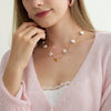 Wholesale Women's Stainless Steel Electroplated Geometric And Heart Shape Tassel Pearl Necklace Jewelry