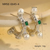 Wholesale Women's Stainless Steel Electroplated Geometric And U Shaped C Shaped Golden Retro Fashion Exaggerated Zircon Earring