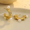 Wholesale Women's Stainless Steel Electroplated Geometric And U Shaped C Shaped Golden Retro Fashion Exaggerated Zircon Earring