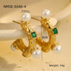 Wholesale Women's Stainless Steel Electroplated Geometric And U Shaped C Shaped Golden Retro Fashion Exaggerated Zircon Earring