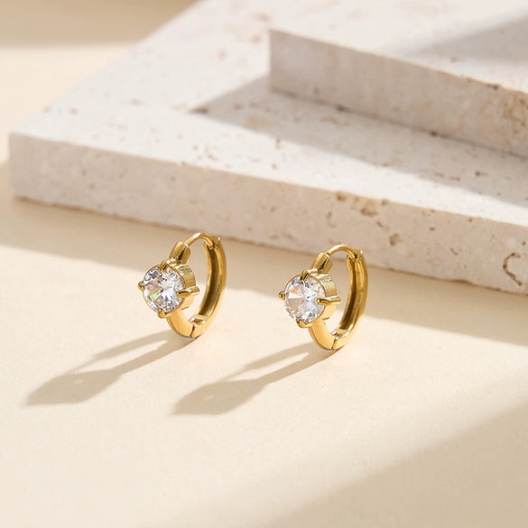 Wholesale Women's Stainless Steel Electroplated Geometric Diamond Studded Ear Cuffs And Earrings