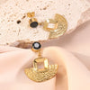 Wholesale Women's Stainless Steel Electroplated Geometric Fanshaped Earrings