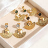 Wholesale Women's Stainless Steel Electroplated Geometric Fanshaped Earrings