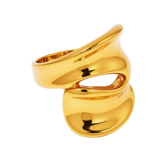 Wholesale Women's Stainless Steel Electroplated Geometric Ferris Wheel Finger Ring In Light Luxury Style