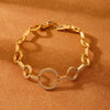 Wholesale Women's Stainless Steel Electroplated Geometric Ferris Wheel Heart Circle Splicing Chain 5A Zircon Bracelet Jewelry
