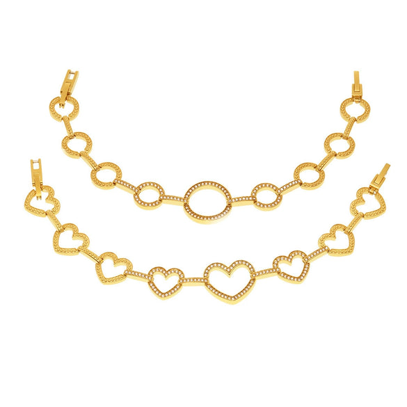 Wholesale Women's Stainless Steel Electroplated Geometric Ferris Wheel Heart Circle Splicing Chain 5A Zircon Bracelet Jewelry