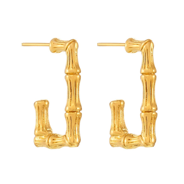 Wholesale Women's Stainless Steel Electroplated Geometric Ferris Wheel Ushaped Earrings With Niche Design Sense
