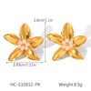 Wholesale Women's Stainless Steel Electroplated Geometric Flower Earrings