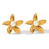 Wholesale Women's Stainless Steel Electroplated Geometric Flower Earrings