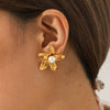 Wholesale Women's Stainless Steel Electroplated Geometric Flower Earrings