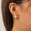 Wholesale Women's Stainless Steel Electroplated Geometric Flower Earrings