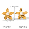 Wholesale Women's Stainless Steel Electroplated Geometric Flower Earrings