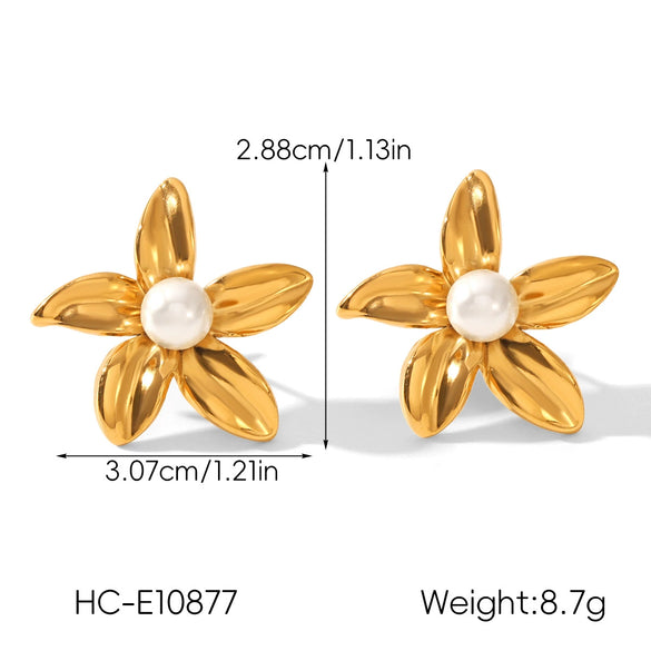 Wholesale Women's Stainless Steel Electroplated Geometric Flower Earrings