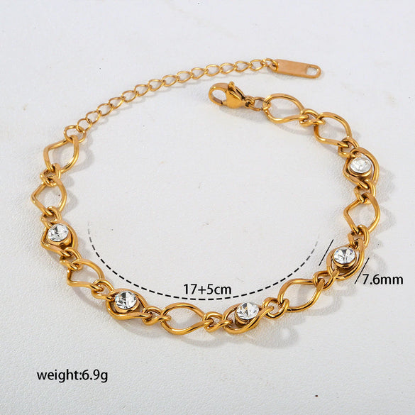 Wholesale Women's Stainless Steel Electroplated Geometric Flower Leaf Enamel Pendant Necklace And Bracelet Jewelry