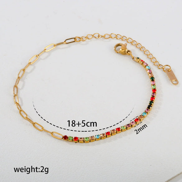 Wholesale Women's Stainless Steel Electroplated Geometric Flower Leaf Enamel Pendant Necklace And Bracelet Jewelry