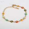 Wholesale Women's Stainless Steel Electroplated Geometric Flower Leaf Enamel Pendant Necklace And Bracelet Jewelry