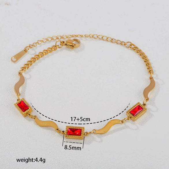 Wholesale Women's Stainless Steel Electroplated Geometric Flower Leaf Enamel Pendant Necklace And Bracelet Jewelry