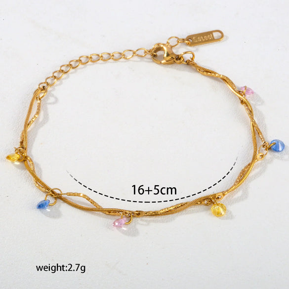 Wholesale Women's Stainless Steel Electroplated Geometric Flower Leaf Enamel Pendant Necklace And Bracelet Jewelry