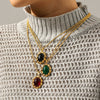 Wholesale Women's Stainless Steel Electroplated Geometric Jewelry Sweater Chain And Earrings