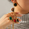 Wholesale Women's Stainless Steel Electroplated Geometric Jewelry Sweater Chain And Earrings