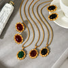 Wholesale Women's Stainless Steel Electroplated Geometric Jewelry Sweater Chain And Earrings