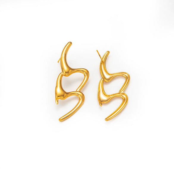 Wholesale Women's Stainless Steel Electroplated Geometric Letter Earrings Minimalist Style