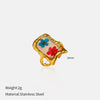 Wholesale Women's Stainless Steel Electroplated Geometric Light Luxury Flower Ring Jewelry