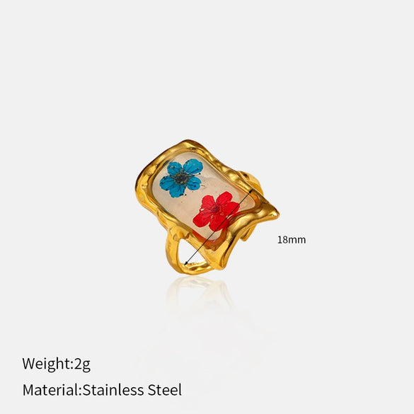 Wholesale Women's Stainless Steel Electroplated Geometric Light Luxury Flower Ring Jewelry