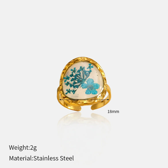 Wholesale Women's Stainless Steel Electroplated Geometric Light Luxury Flower Ring Jewelry