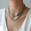 Wholesale Women's Stainless Steel Electroplated Geometric Snake Bone Choker Necklace With Leopard Print