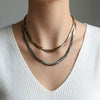 Wholesale Women's Stainless Steel Electroplated Geometric Snake Bone Choker Necklace With Leopard Print