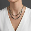 Wholesale Women's Stainless Steel Electroplated Geometric Snake Bone Choker Necklace With Leopard Print