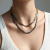 Wholesale Women's Stainless Steel Electroplated Geometric Snake Bone Choker Necklace With Leopard Print