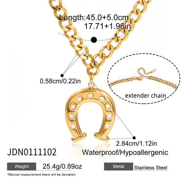 Wholesale Women's Stainless Steel Electroplated Geometric Ushaped Horseshoe Diamond Bracelet And Necklace Jewelry Accessories