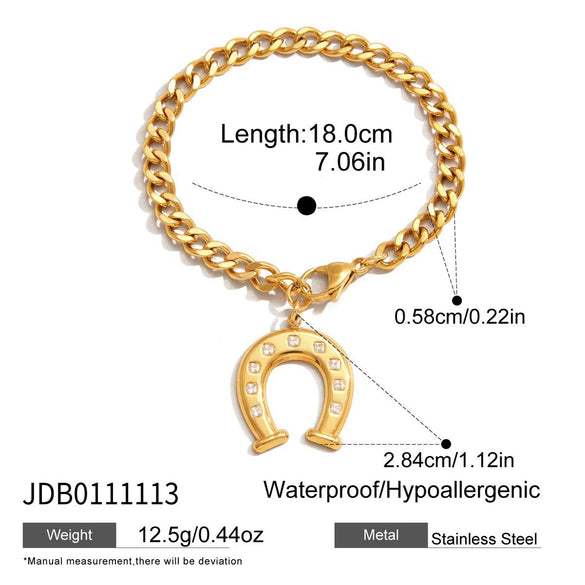 Wholesale Women's Stainless Steel Electroplated Geometric Ushaped Horseshoe Diamond Bracelet And Necklace Jewelry Accessories