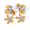 Wholesale Women's Stainless Steel Electroplated Hammered Geometric And Flower Earrings