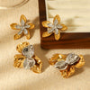 Wholesale Women's Stainless Steel Electroplated Hammered Geometric And Flower Earrings