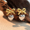 Wholesale Women's Stainless Steel Electroplated Heart And Butterfly Shaped Love Earrings