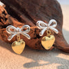 Wholesale Women's Stainless Steel Electroplated Heart And Butterfly Shaped Love Earrings