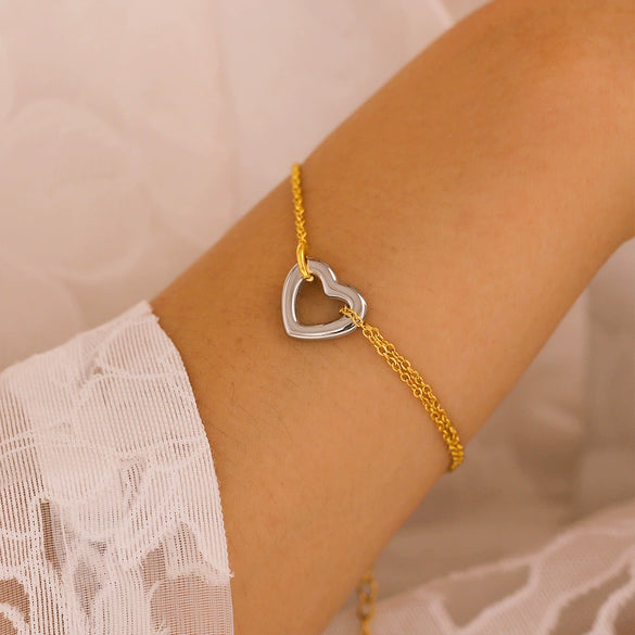 Wholesale Women's 316L Stainless Steel Electroplated Heart And Geometric Hollow Love Bracelet