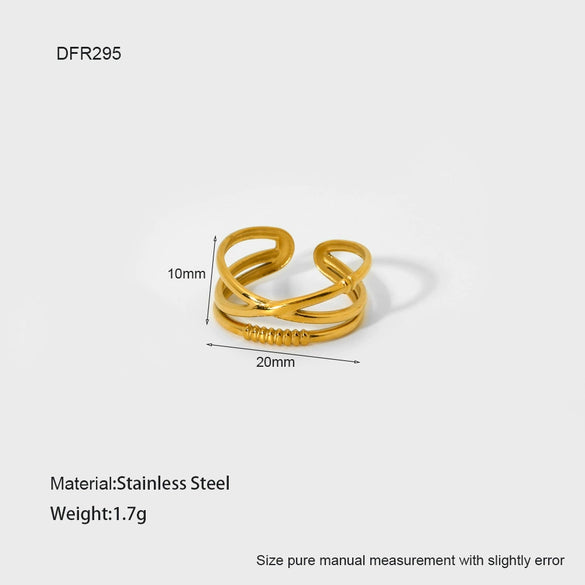Wholesale Women's Stainless Steel Electroplated Heart Geometric Wave Open Ring Jewelry