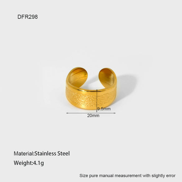 Wholesale Women's Stainless Steel Electroplated Heart Geometric Wave Open Ring Jewelry