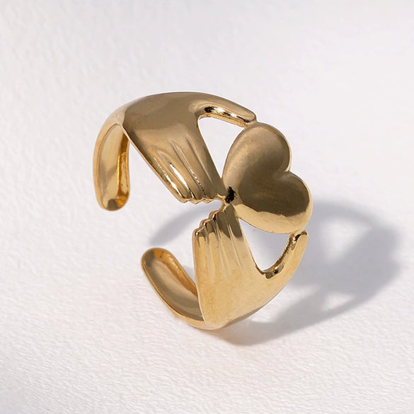 Wholesale Women's Stainless Steel Electroplated Heart Open Ring Simple And Fashionable