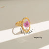 Wholesale Women's Stainless Steel Electroplated Heart Shape And Flower Ring With Minimalist Design